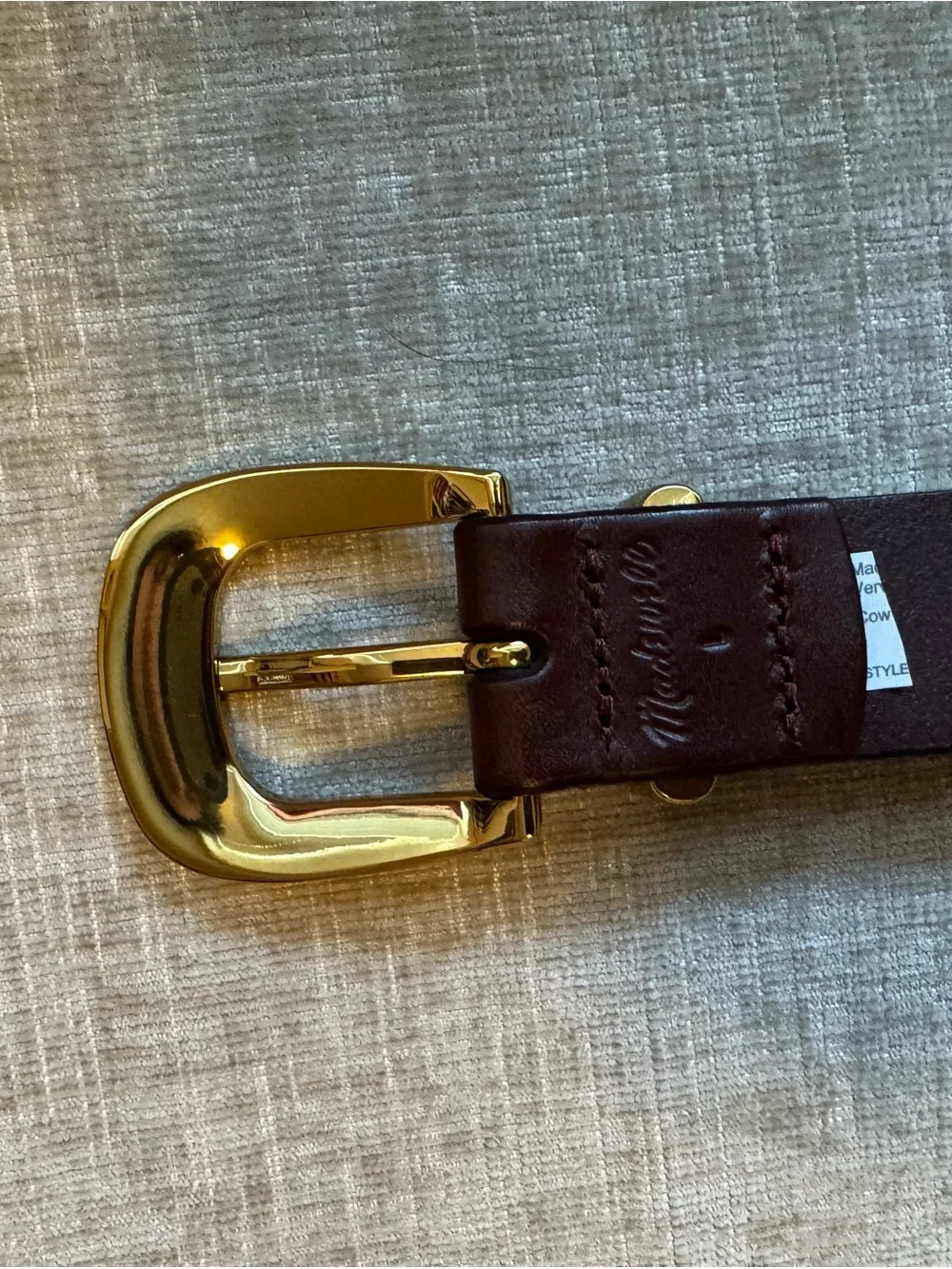 Madewell Brown Leather Studded Belt with Gold-Tone Hardware